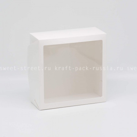  Коробка для 9 капкейков 25х25х10 см с окном, со вставкой, белая (2) /под заказ
