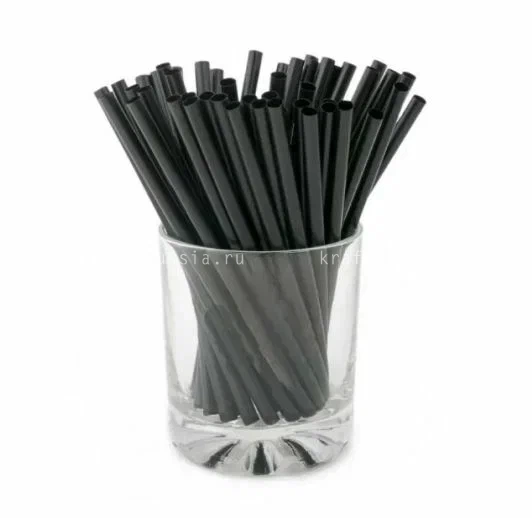 Трубочка пластиковая коктейльная чёрная, 400 шт (2)