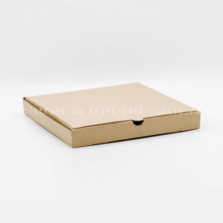 Коробка для пиццы и пирога из микрогофрокартона 30х30х4 см, крафт (2)