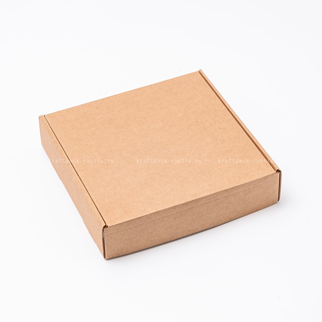 Коробка из микрогофрокартона 18х18х4 см, крафт (2)