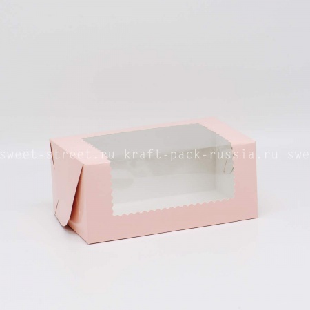  Коробка для торта 23х13х10 см с окном, розовая (2)/ под заказ