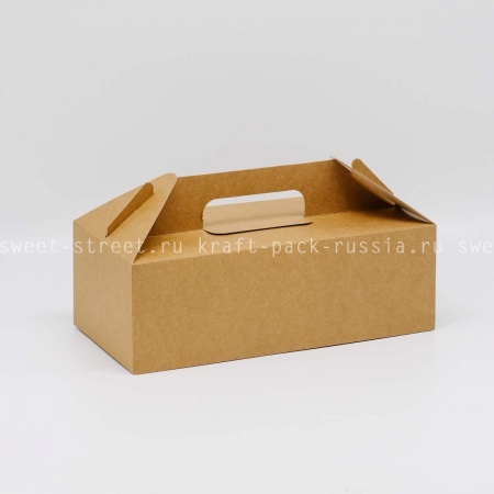 Коробка универсальная 28,8х14,2х9,8 см с ручками, крафт (2)