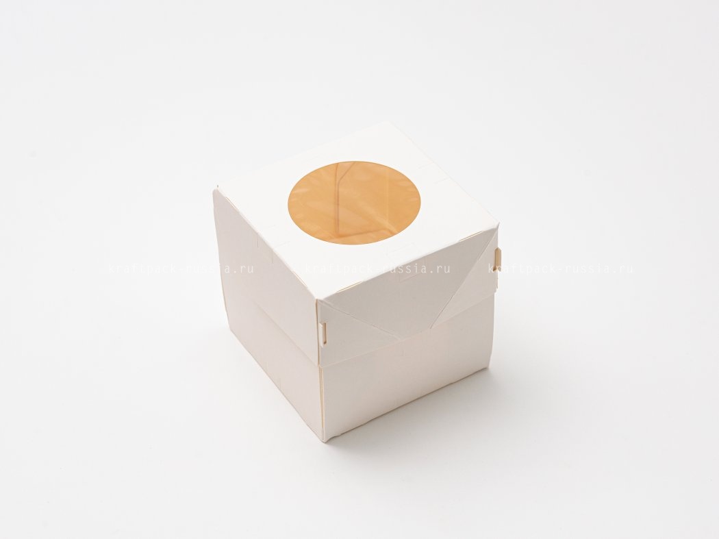 Коробка для 1 капкейка 10х10х10 см с окном, со вставкой, белая - Muf 1 PRO Window White (3)/