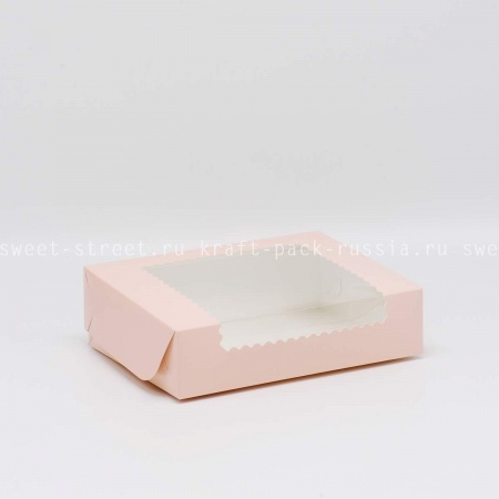  Коробка 20х15х5 см с окном, розовая (2)/ под заказ