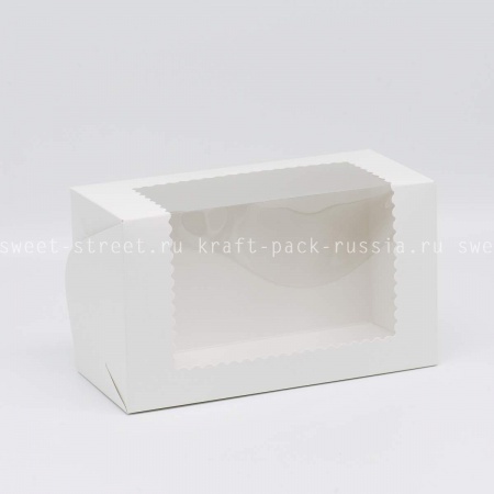  Коробка для торта 23х13х10 см с окном, белая (2)/ под заказ