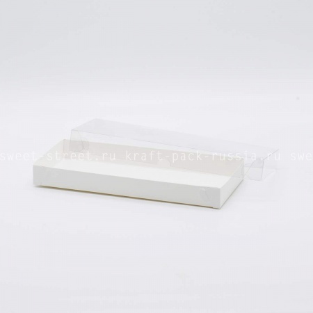 Коробка 27,5х13х3 см с прозрачной крышкой, белая (2)