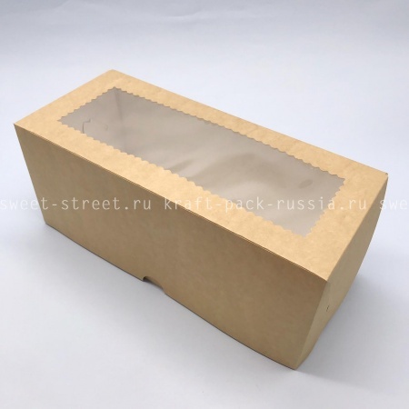  Коробка для торта 35х15х15 см с окном, крафт (2) / под заказ