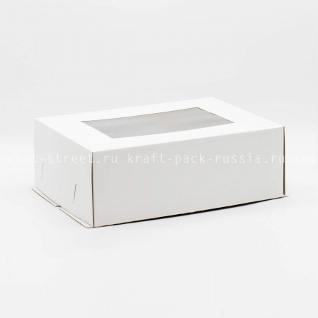  Коробка для торта 40х30х14 см с окном, белая (2)/ под заказ