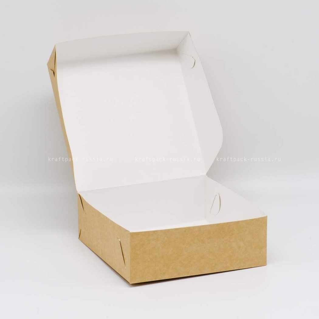 Коробка для пирожных 21х21х7,5 см, крафт (2)