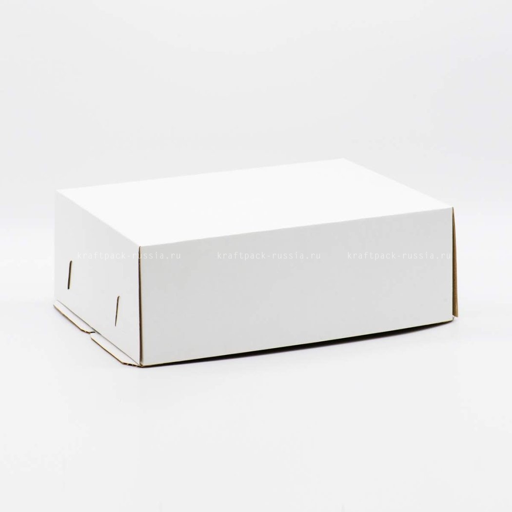 Коробка для торта из микрогофрокартона 40х30х14 см, белая (2)