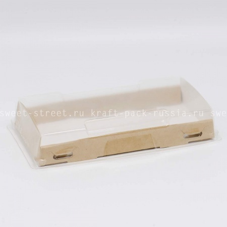 Короб 20х10х4 см с прозрачной крышкой, крафт - OpBox 600 (5)/ под заказ
