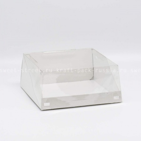 Коробка для торта 22,5х22,5х10 см с прозрачной крышкой, белая - КТ 100 Pasticciere(3)