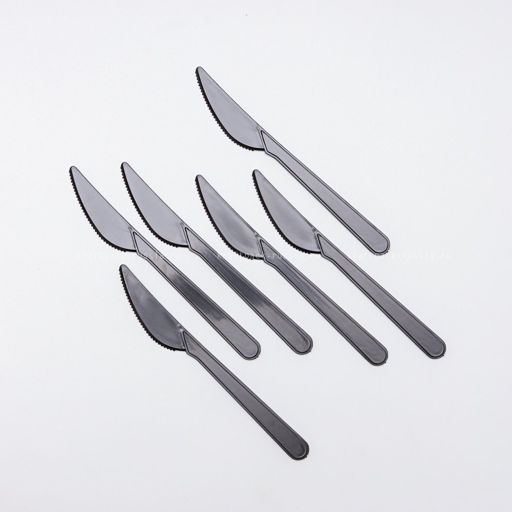 Приборы Нож пластиковый 18 см, чёрный, 50 шт (2)