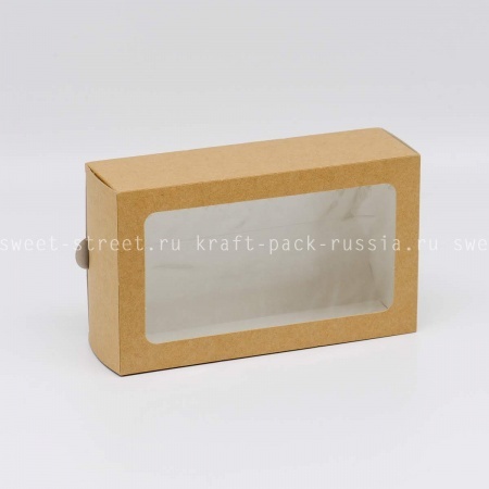 Коробка для 12 макаронс 18х11х5,5 см с окном, крафт (5) - МБ12