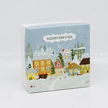 Крышка к коробке 21х21 см, Снежный город (2)