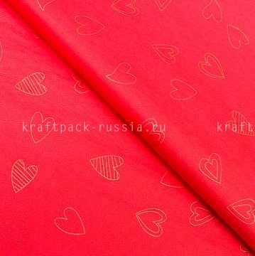 Бумага тишью красная Сердечки, 50х70 см, 5 шт (2)