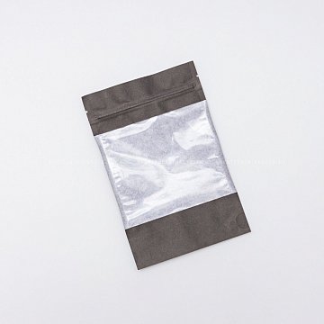  Пакет дой-пак 12х18,5 см, бумажный черный, с окном 10 см (4) / под заказ