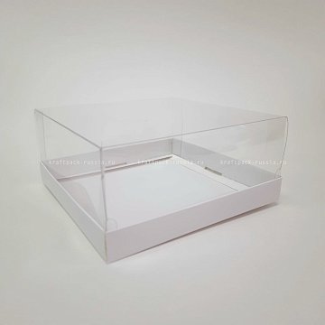KRAFTPACK Коробка с прозрачной крышкой 18х18х8 см, белая (4мусс) (2)