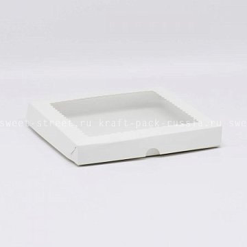 KRAFTPACK Коробка 20х20х2,5 см с окном, белая (2)
