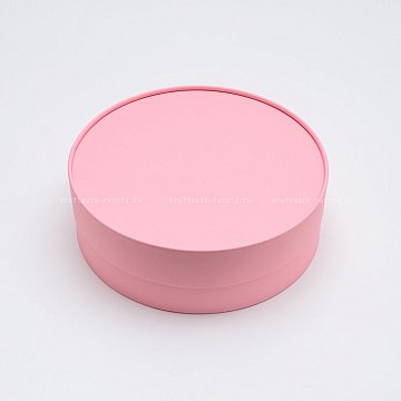 Коробка круглая бархатная подарочная 18х9 см, Розовая (2) 