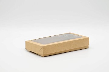 KRAFTPACK Коробка для пирожных 22,5х11х4 см с окном, крафт (Силаева 1) (2)