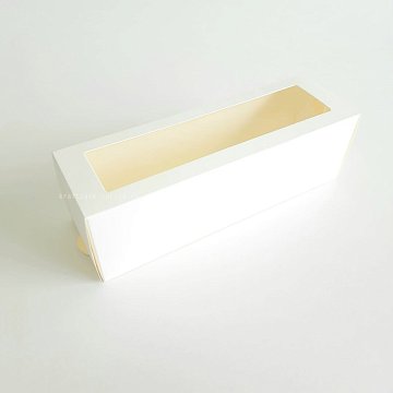 Коробка для 6 макаронс 18х5,5х5,5 см с окном, БЕЛЫЕ - МВ 6 (4)