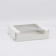 Коробка для пирожных 22,5х22,5х6 см с окном, белая - КТ 60 Pasticciere (2)
