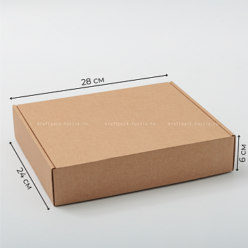 KRAFTPACK Коробка из микрогофрокартона 28х24х6 см, крафт (2)