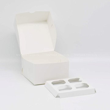 KRAFTPACK Вставка к коробке для 4 капкейков 17х17х10 см, белая (2)
