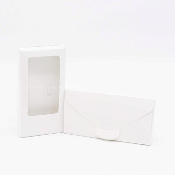 KRAFTPACK Коробка для шоколадки 16х8х1,5 см с окном, белая (2)