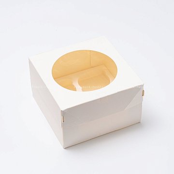  Коробка для 4 капкейков 16х16х10 см с окном, со вставкой, белая - Muf 4 Pro W W (3)/ под заказ