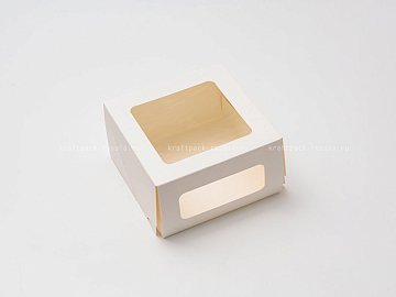 Коробка для торта 18х18х10 см с 2-мя окнами, белая Cake Window White (4)