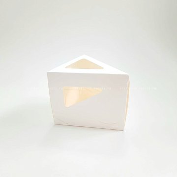 РАСПРОДАЖА Коробка для кусочка торта 12х12х10 см, высота 10 см, с ламинацией БЕЛАЯ (2)