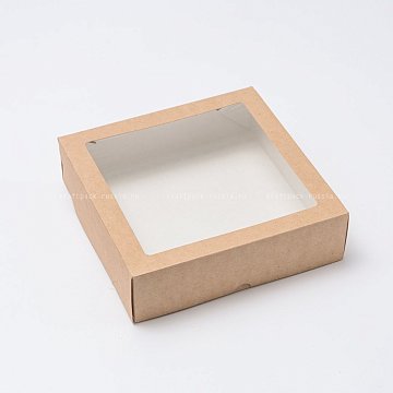 Коробка 20х20х5,5 см с окном, крафт - Tabox PRO 1555 (4)