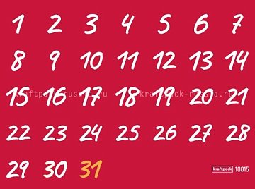 Наклейки-цифры для Адвент календаря 1-31, красные, а4 (10015)