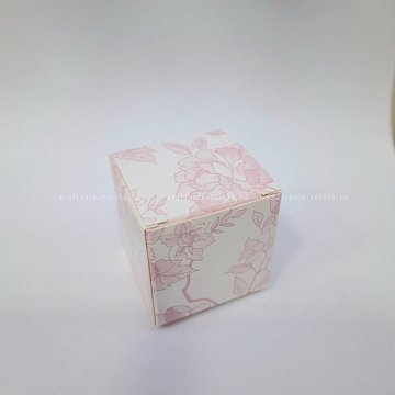 KRAFTPACK Коробка 4х4х4 см, Розовые цветы (2)