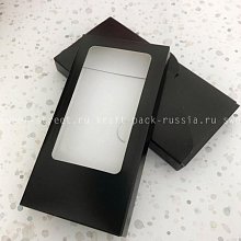 Коробка для шоколадки 16х8х1,5 см с окном, чёрная (2)