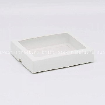 KRAFTPACK Коробка универсальная 13х11х2,5 см с окном, белая (2) 