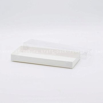 РАСПРОДАЖА KRAFTPACK Коробка 27,5х13х3 см с прозрачной крышкой, белая (2)
