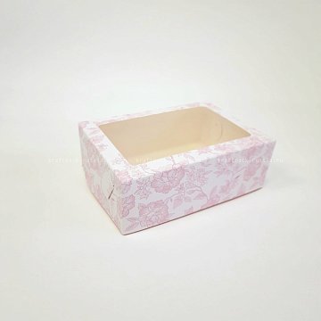 KRAFTPACK Коробка универсальная 15,5х11х5,5 см с окном, Розовые цветы (2)