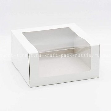 РАСПРОДАЖА Коробка для торта 22,5х22,5х11 см с окном, белая самосборная Pasticciere (2)