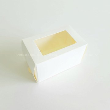 Коробка для 3 макаронс 9х5,5х5,5 см с окном, БЕЛЫЕ - МВ 3 (4)