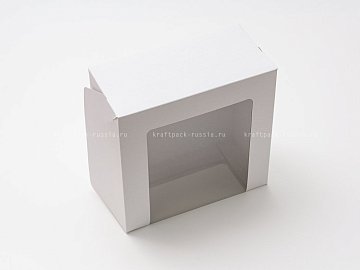 Коробка для торта 22,5х22,5х11 см с окном, белая (2) 
