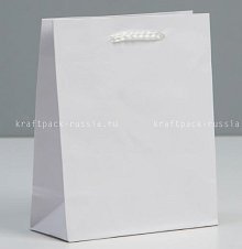 Пакет подарочный 12х15х5,5 ламинированный, белый