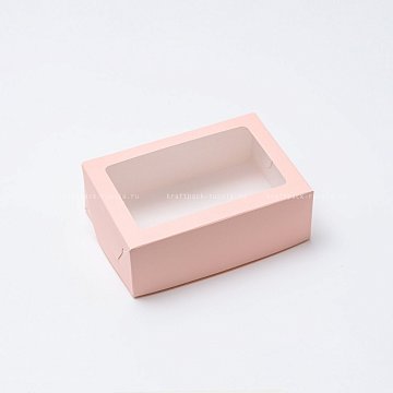 KRAFTPACK Коробка универсальная 15,5х11х5,5 см с окном, розовая (2)