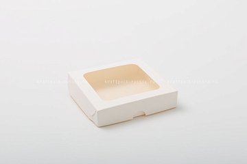 KRAFTPACK Коробка 12х12х2,5 см с окном, белая (2)