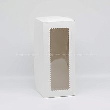 Коробка для торта 35х15х15 см с окном, белая (2)