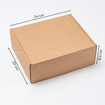 KRAFTPACK Коробка из микрогофрокартона 24х20х8,5 см, крафт (2)