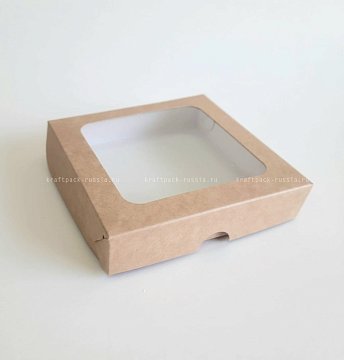 KRAFTPACK Коробка 12х12х2,5 см с окном, крафт (2)