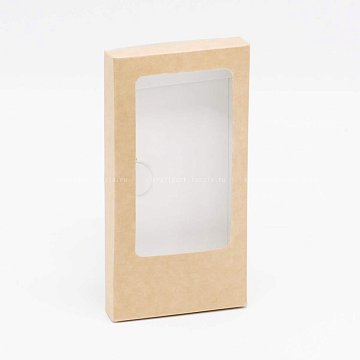 KRAFTPACK Коробка для шоколадки 16х8х1,5 см с окном, крафт (2)